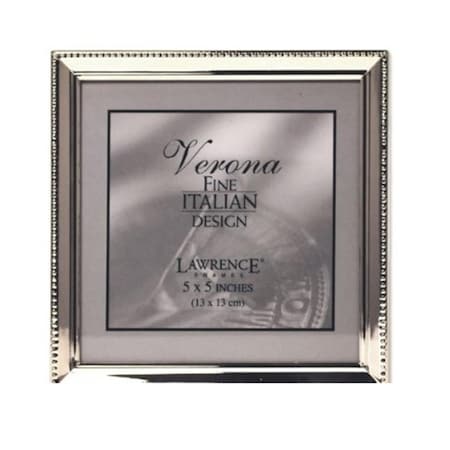 Lawrence Frames Polished Silver Plate 5x5 Picture Frame - Bead Border Design 11655